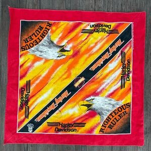VINTAGE 90S HARLEY-DAVIDSON SCREAMIN EAGLE RIGHTEOUS RULER BANDANA 21x22